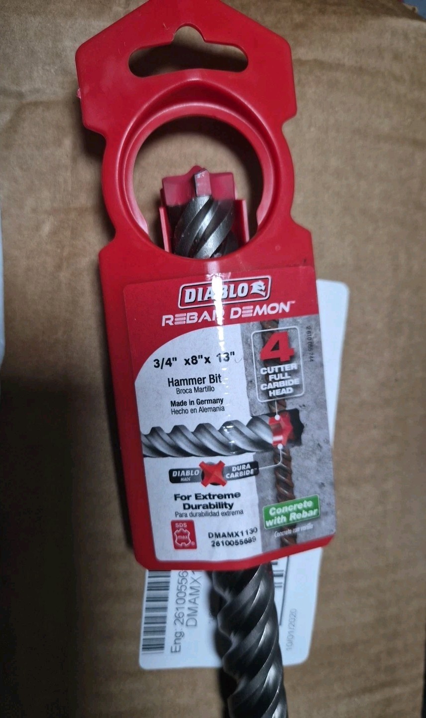 Diablo Rebar Demon 4-Cutter Drill Bit Carbide Head 3/4" x 13" DMAMX1130