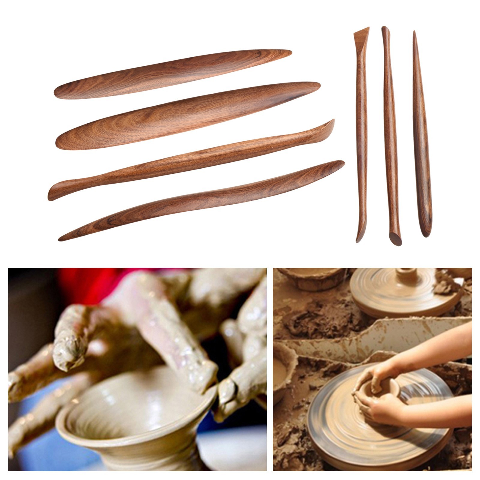 Finely Carved Mahogany Clay Tools for Soft Clay for sculpture and Pottery Making