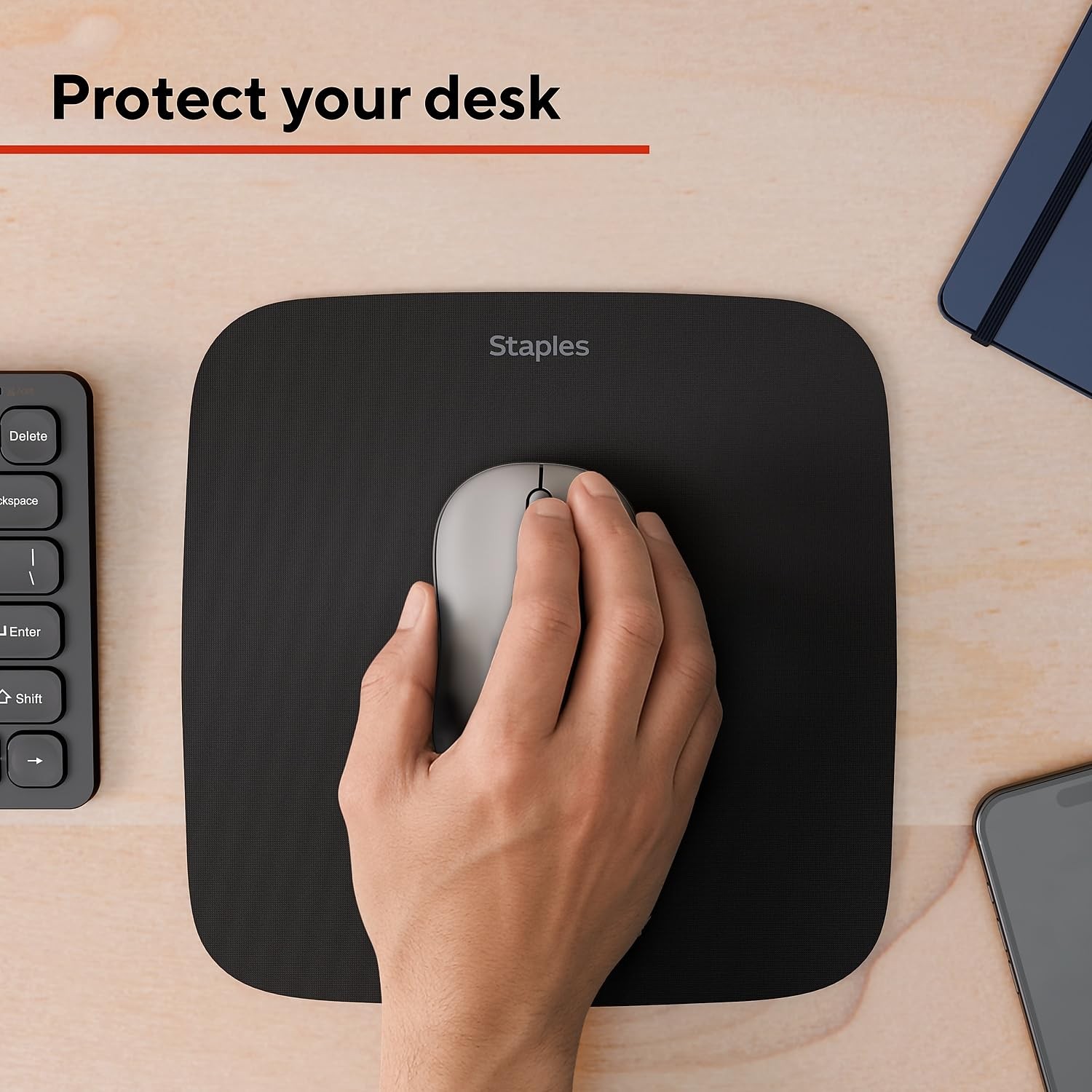 Staples Mouse Pad – Standard Black Mousepad for Computers & 2 Pack,