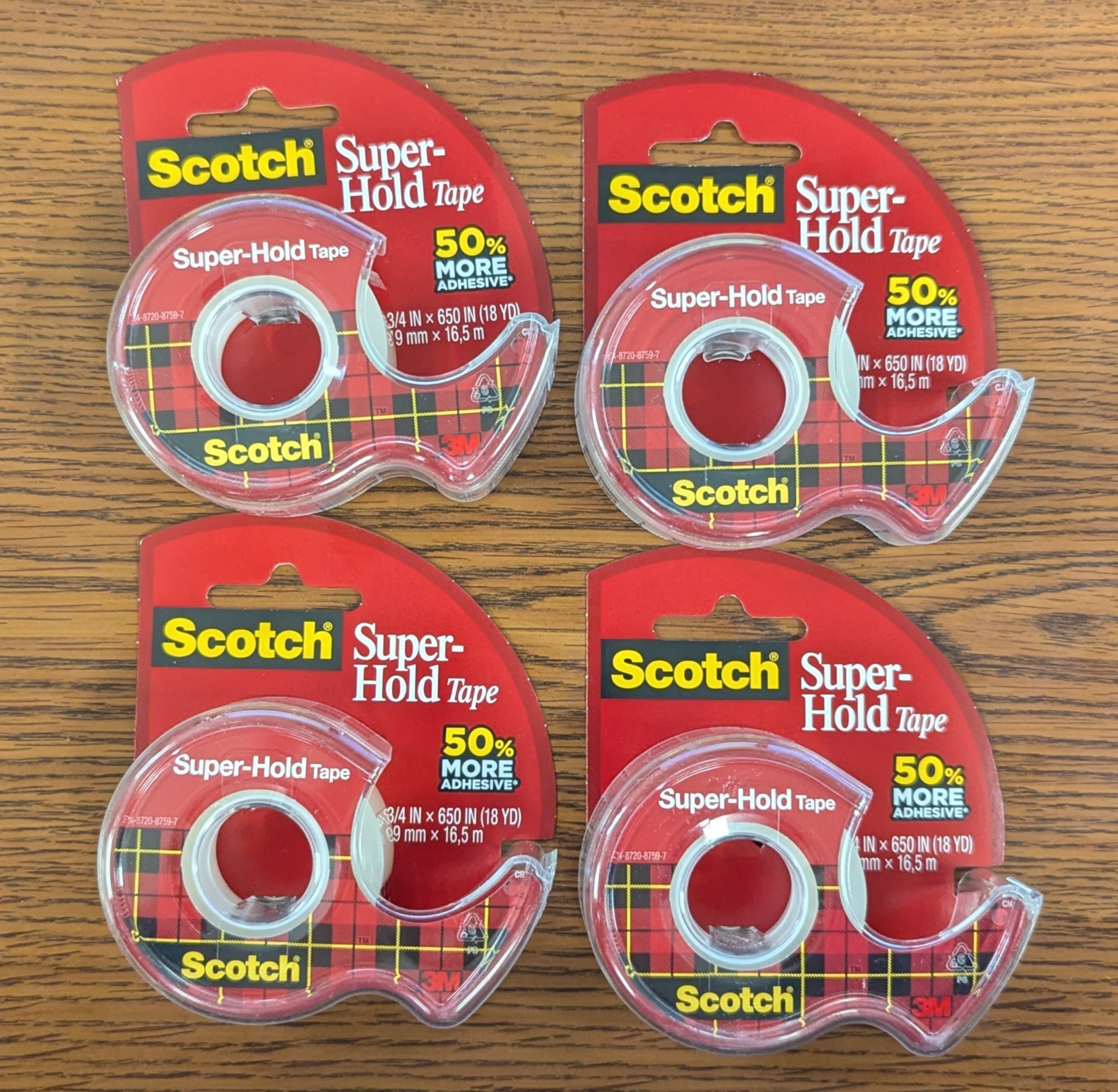 LOT OF 4 - SCOTCH SUPER-HOLD  TAPE 3/4in x 650in EACH