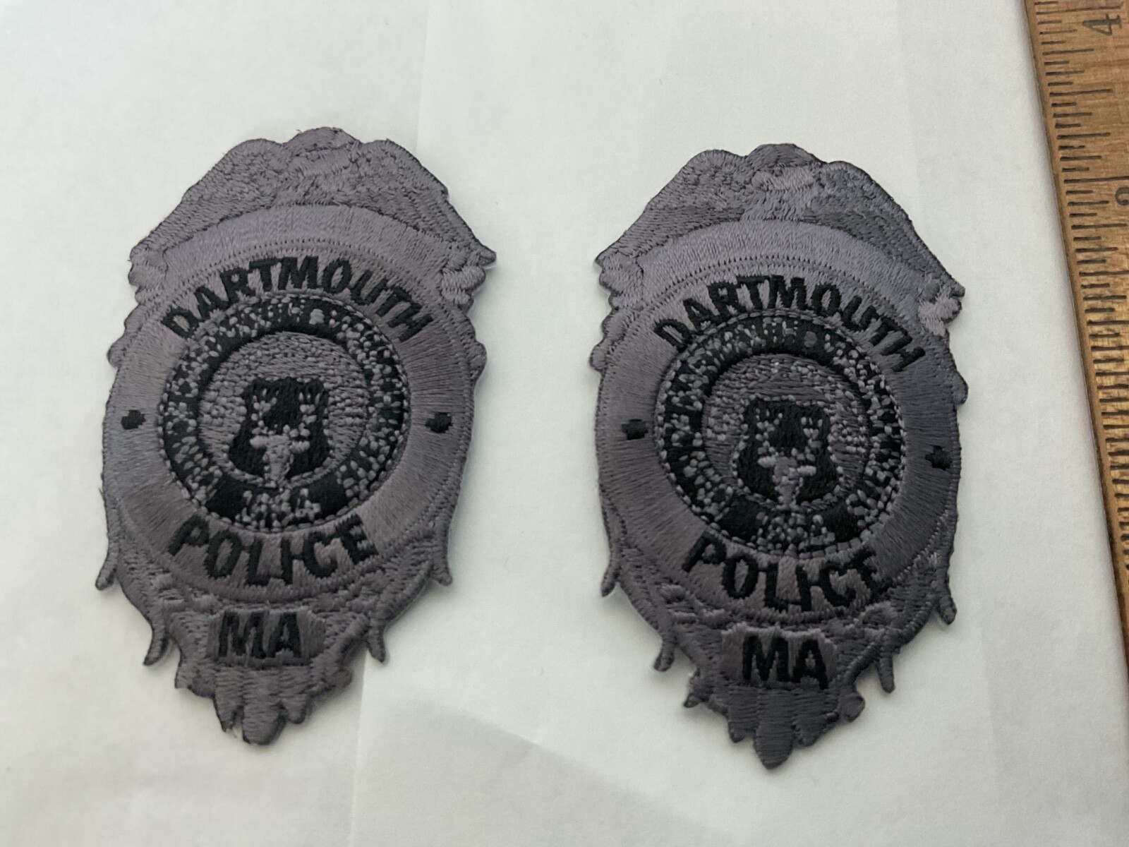Dartmouth Police collectors Subdued Tactical patch set Massachusetts 2 pieces