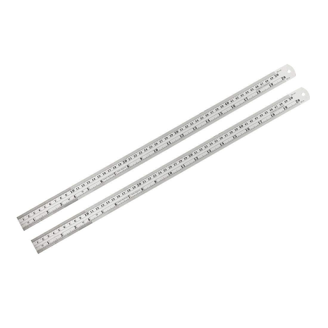 uxcell Straight Ruler 500mm 20 Inch Metric Stainless Steel Measuring Clear