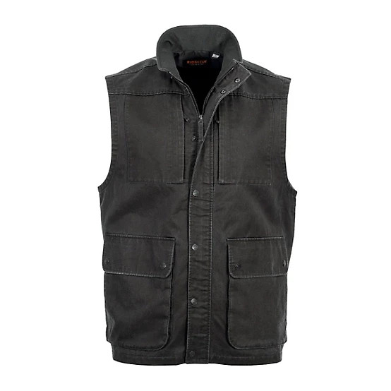 Ridgecut Vest Men's Faux Leather Heritage Grey Zip Snap Workwear Pockets NWT