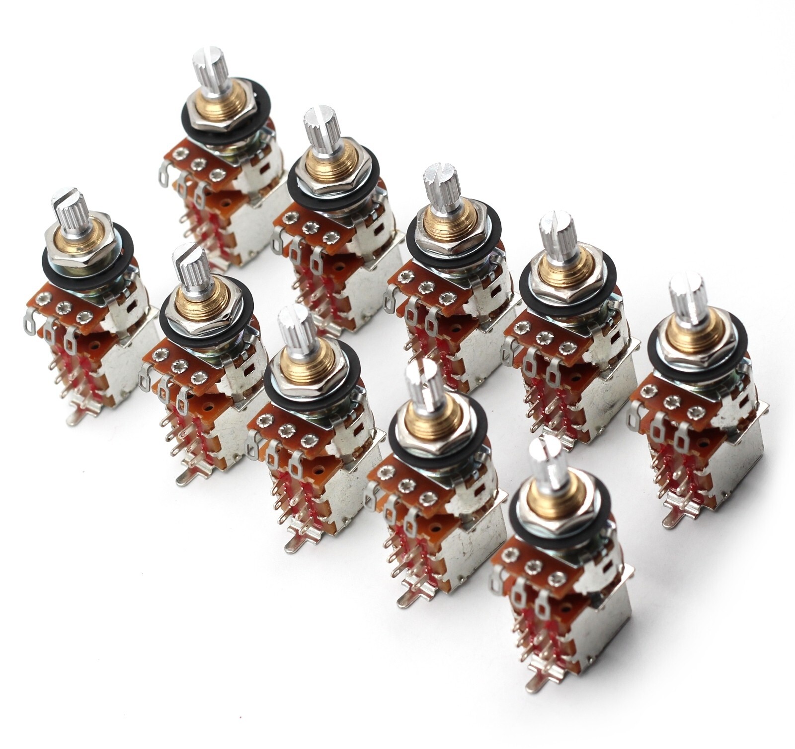 10x Bourns 500K Pot 3/8” Short Split Shaft Audio Taper Push/Pull DPDT