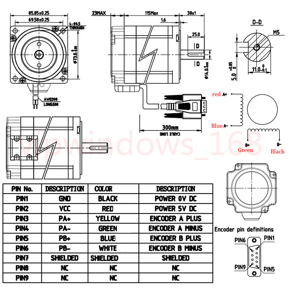 NEMA34 8.5NM 6A Closed-loop Stepper Motor Driver Hybrid Servo Kit&Encoder Cable