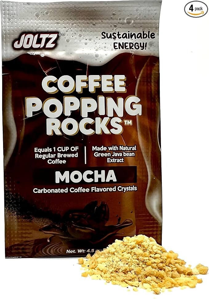 NEW! JOLTZ POPPING COFFEE ROCKS MOCHA, 4 PACK