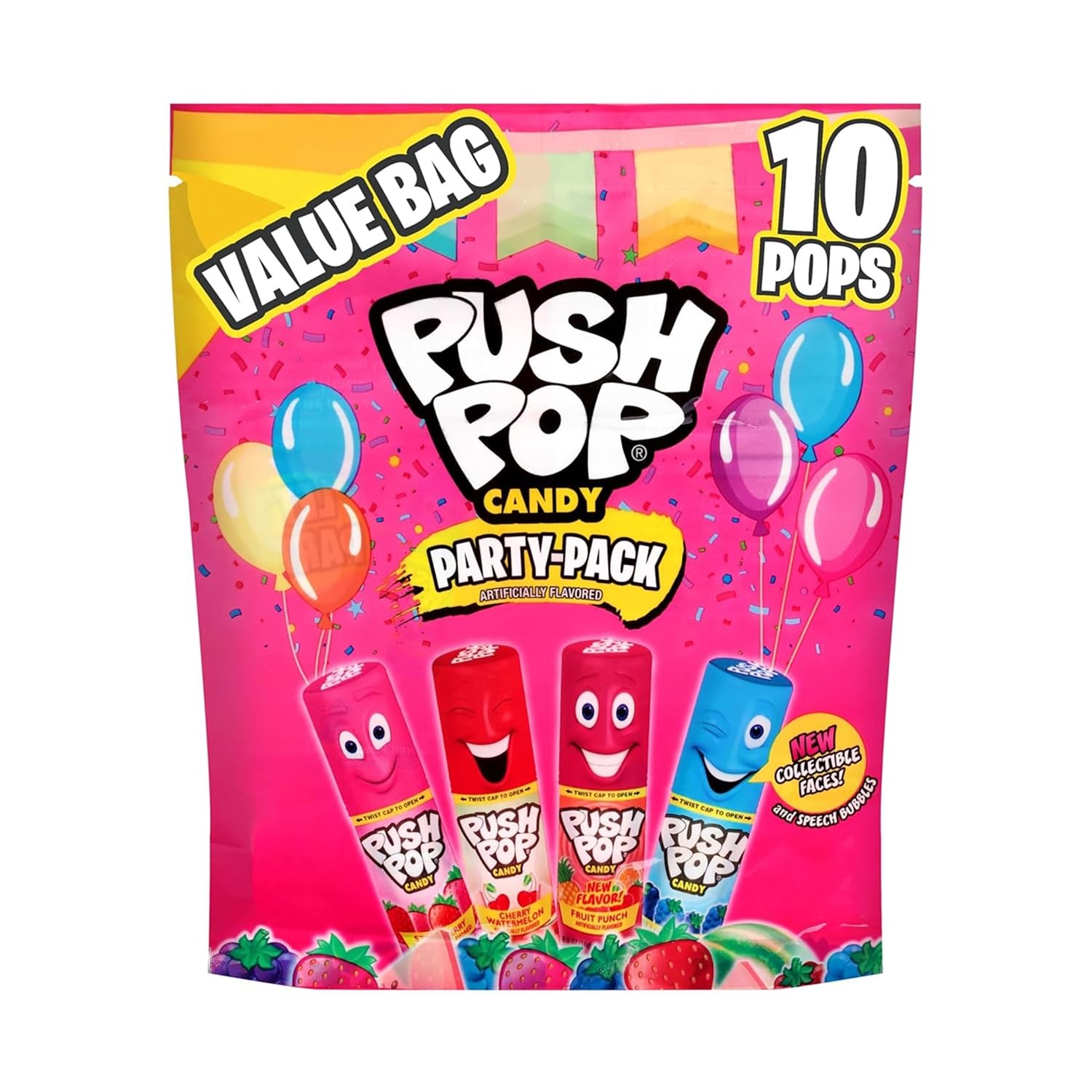 Push Pop Lollipops Hard Candy Variety Pack Lollipops Individually Wrapped 10ct