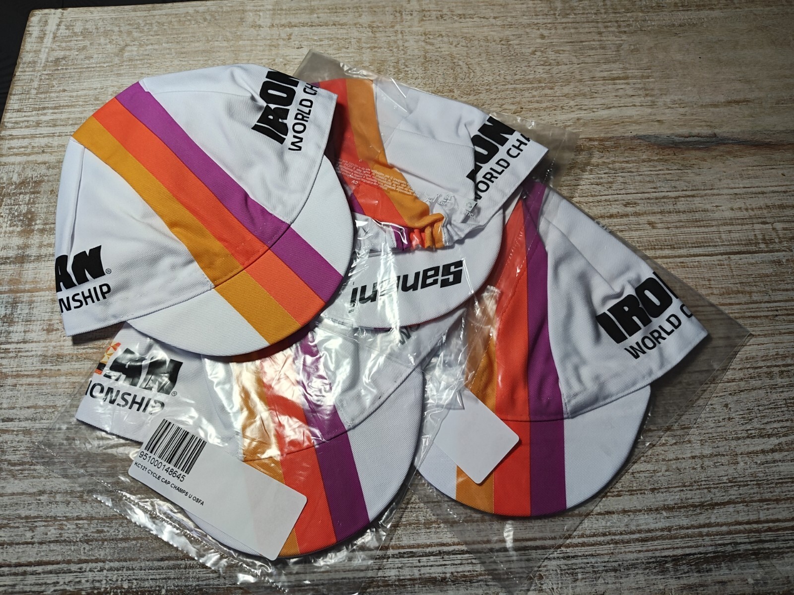 Lot of 4 Cycling Hat Santini Cyclist Hat Short Bill Ironman world championships