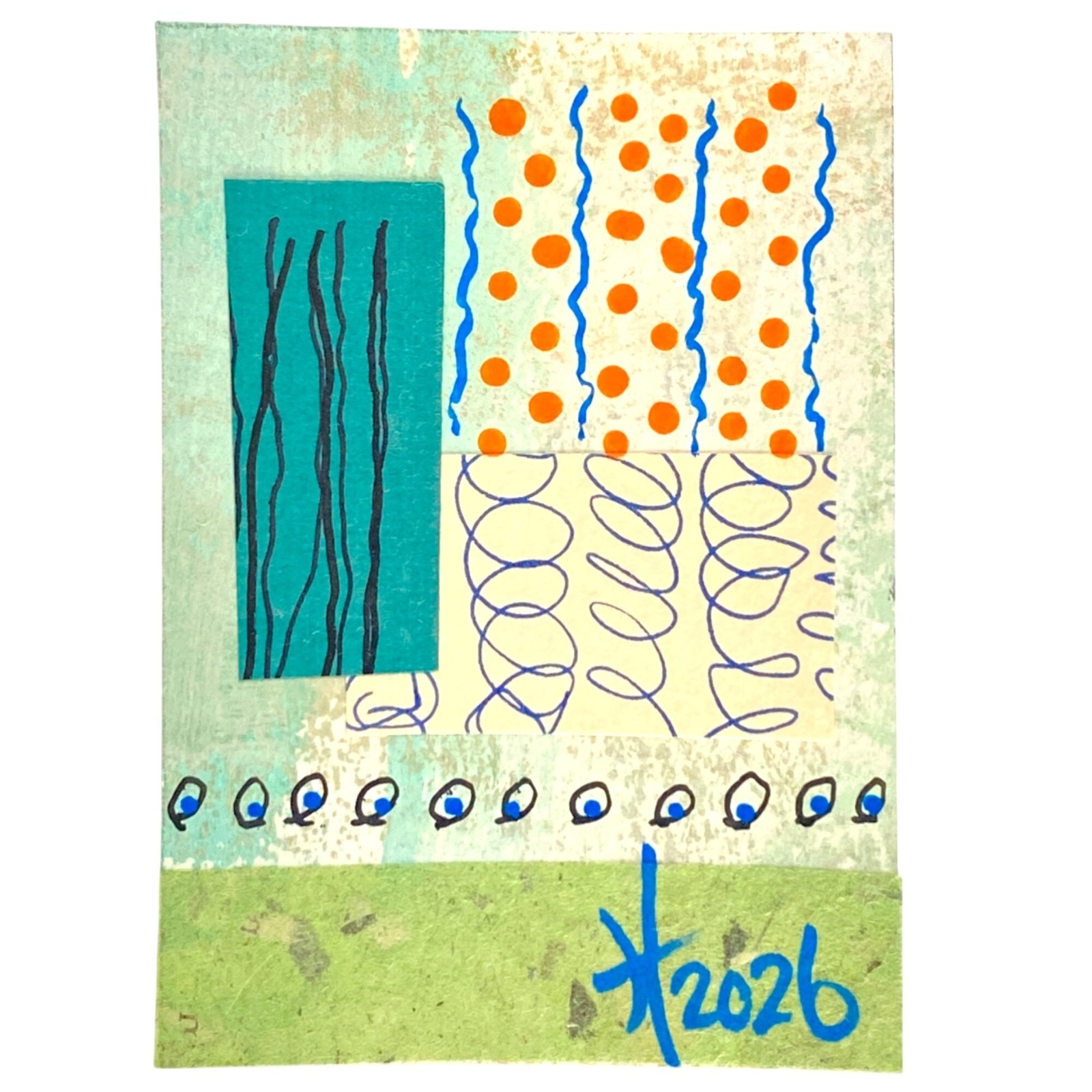 ACEO Original Abstract Acrylic Collage Mixed Media Art ATC
