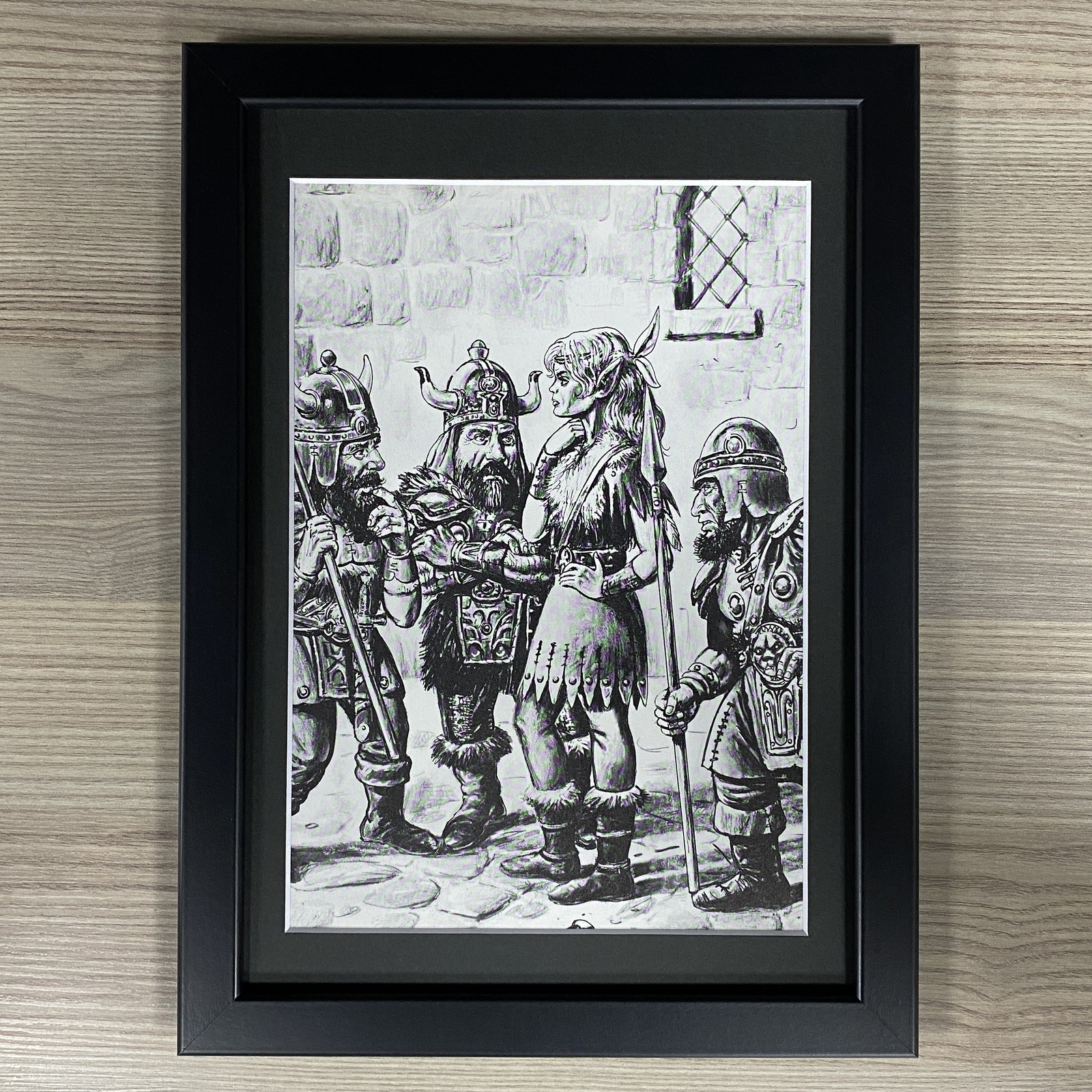 DUNGEONS & DRAGONS FRAMED ART. ELF, DWARF, D&D