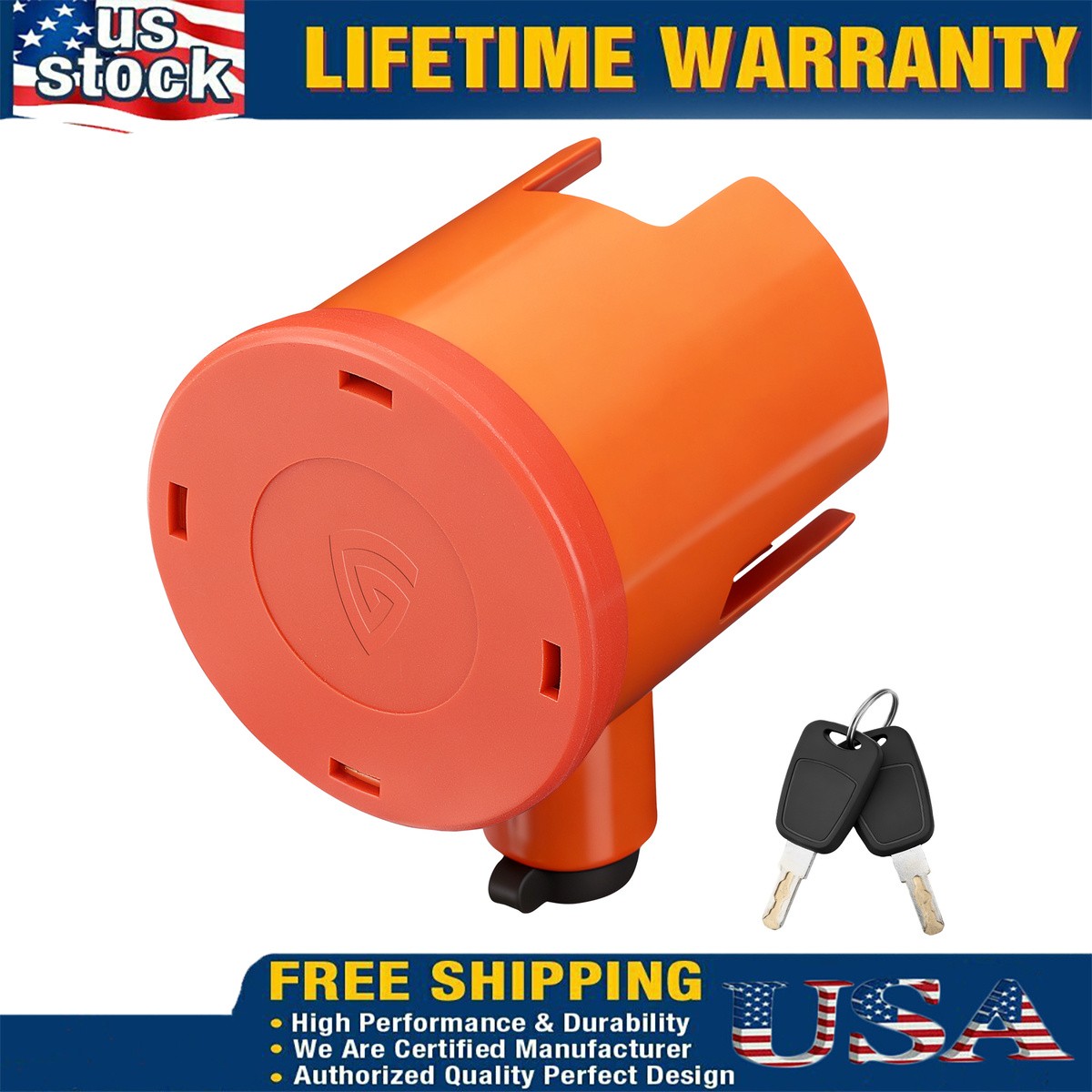 Heavy Duty Tow Hitch lock Fits 2 & 2-5/16 Inches Couplers NEW Orange US 1PCS