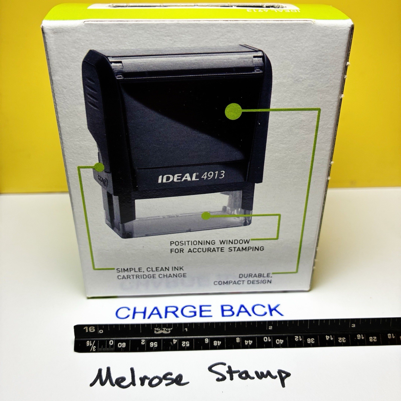 Charge Back Rubber Stamp Blue Ink Self Inking Ideal 4913