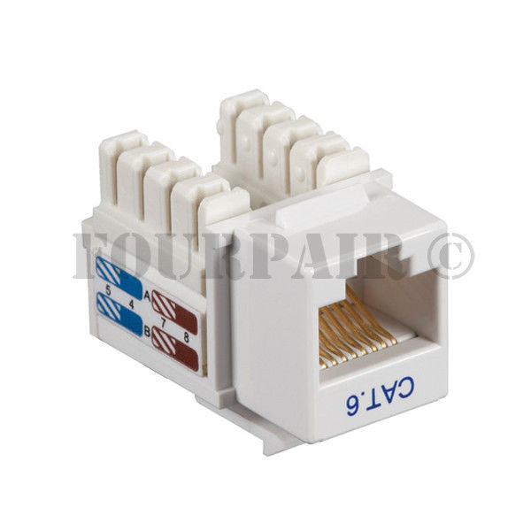 CAT6 LAN Network RJ45 110 Punch Down 8P8C Keystone Modular Snap-In Jack - White