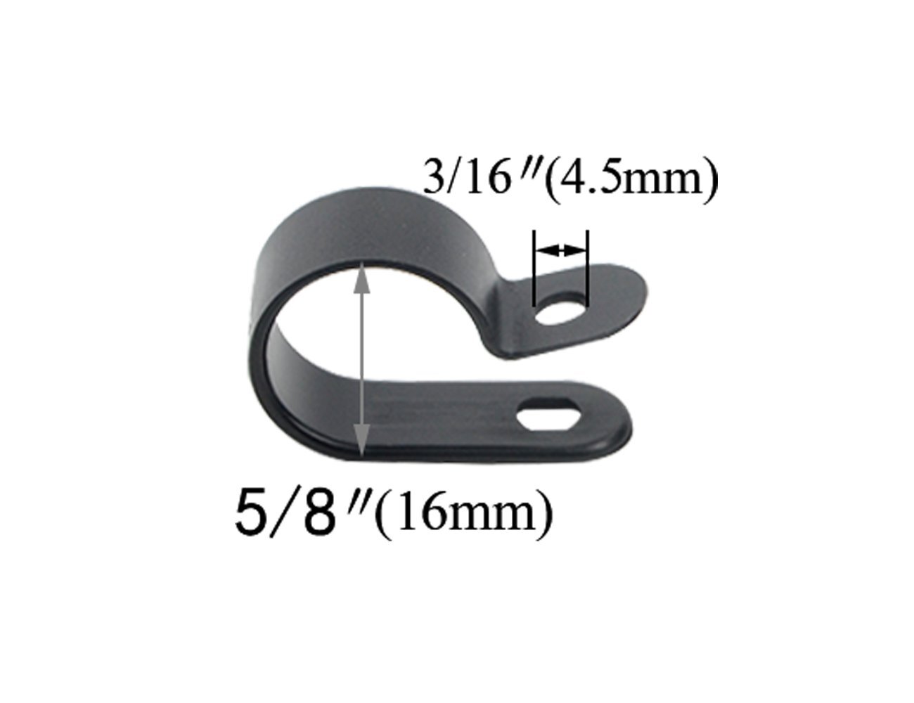 100 Pcs 5/8" Nylon Cable Clamps Assortment Rtype Cable Clips Kit Black Plastic W