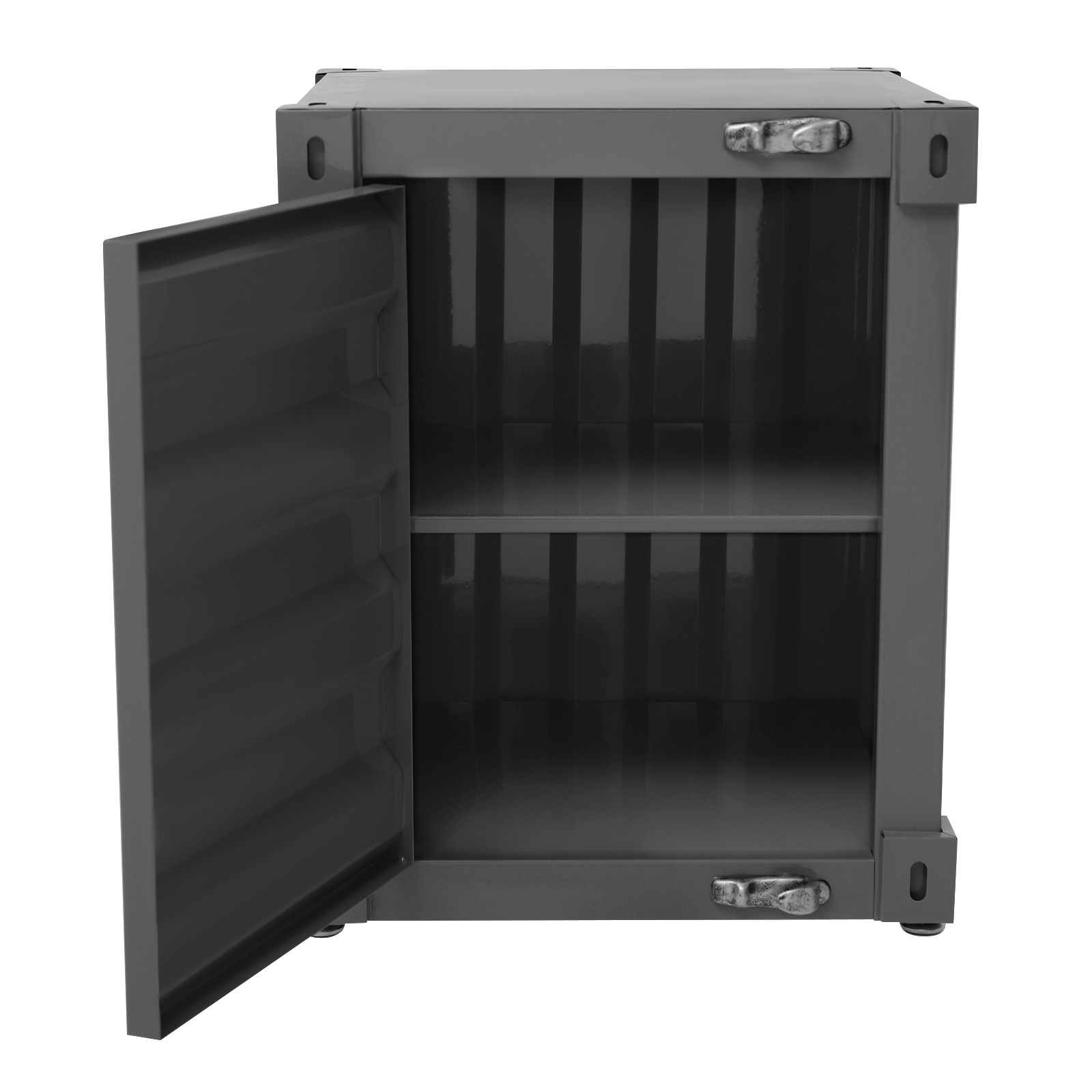 22.05lbs Black Industrial Style Container Cabinet Rectangle Iron Bedside Table
