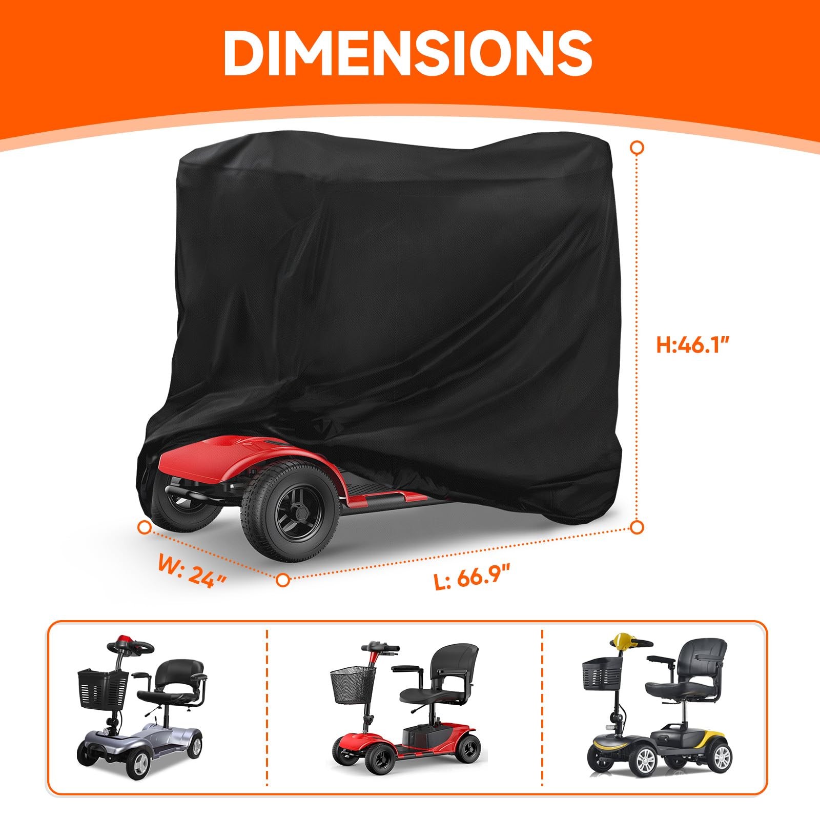 Mobility Scooter Cover Waterproof - Heavy Duty 210D Electric Scooter Storage ...