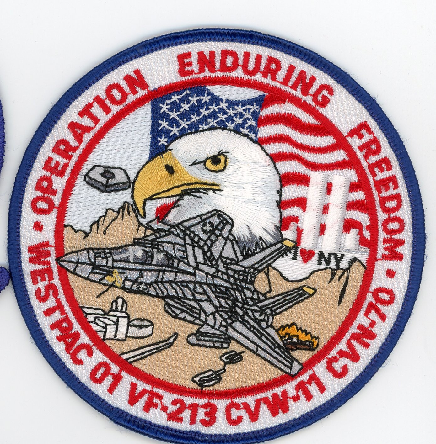 PATCH USN F-14 TOMCAT VF-213 BLACKLIONS WESTPACK ENDURING FREEDOM IRONON