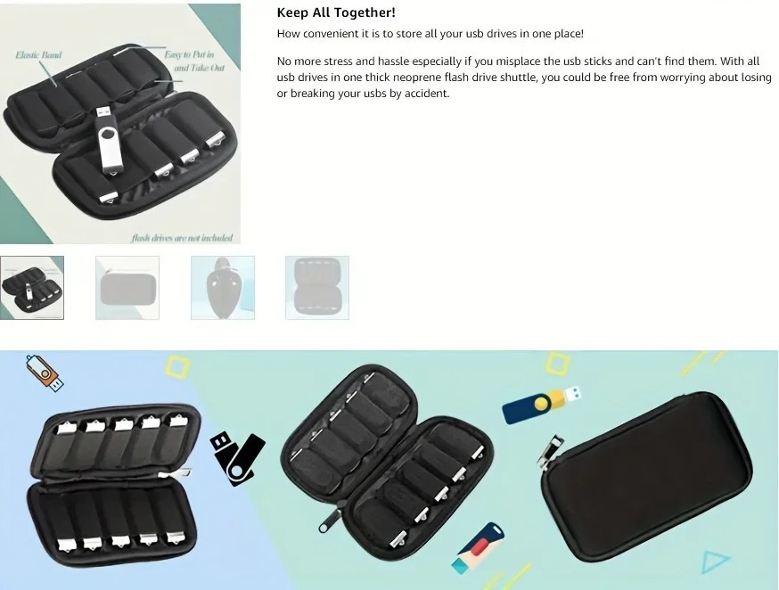 Flash Drive Case USB Storage Case 10 Slots, Portable Thumb Drive USB Holder