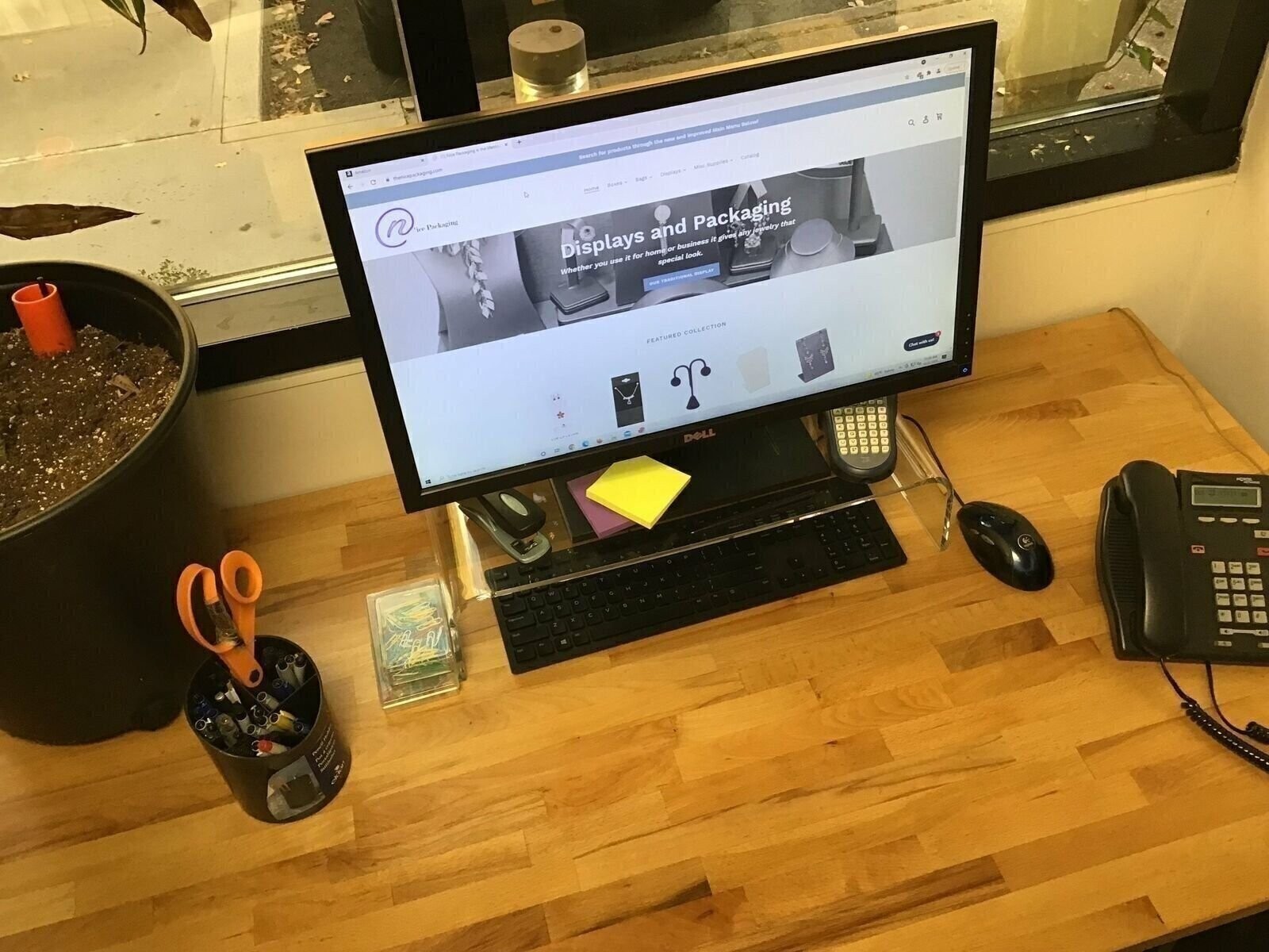 Acrylic Glass Elevated Stand w/Divider - for Computers/Laptops 9" Wide Base