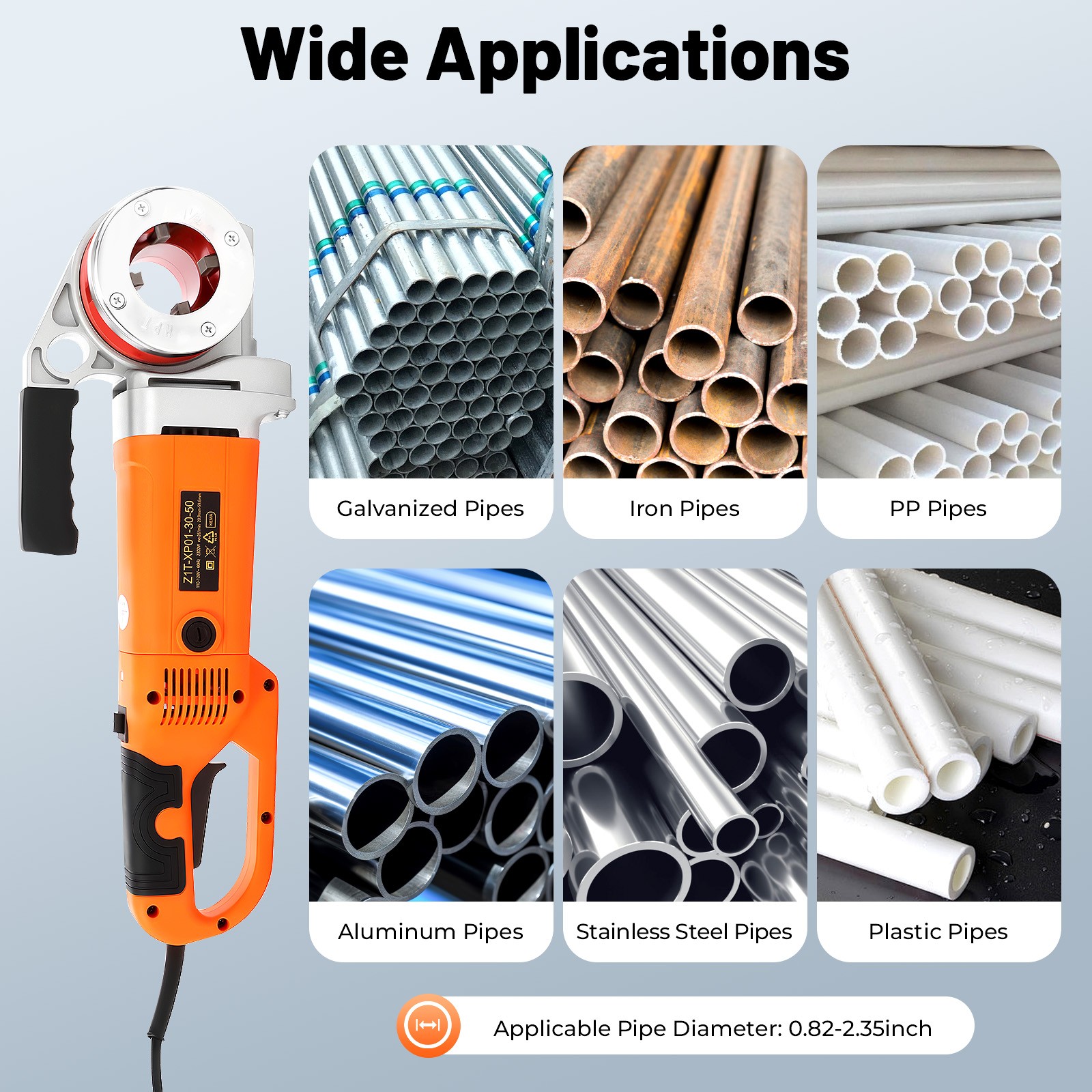 1/2"-2" Electric Pipe Threader w/ 6 Dies -Efficient Pipe Threading Machine 2300W