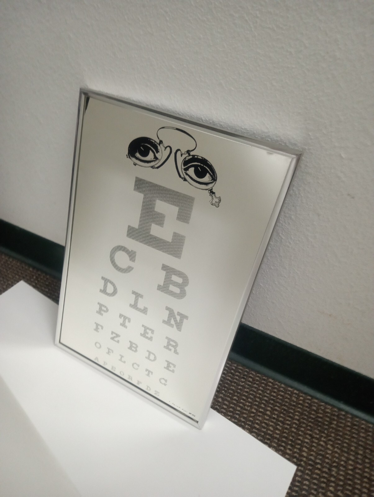OPTOMETRY - 1976 Eye Chart Vision Test Mirror Optical Wall Art Infinite Alpha
