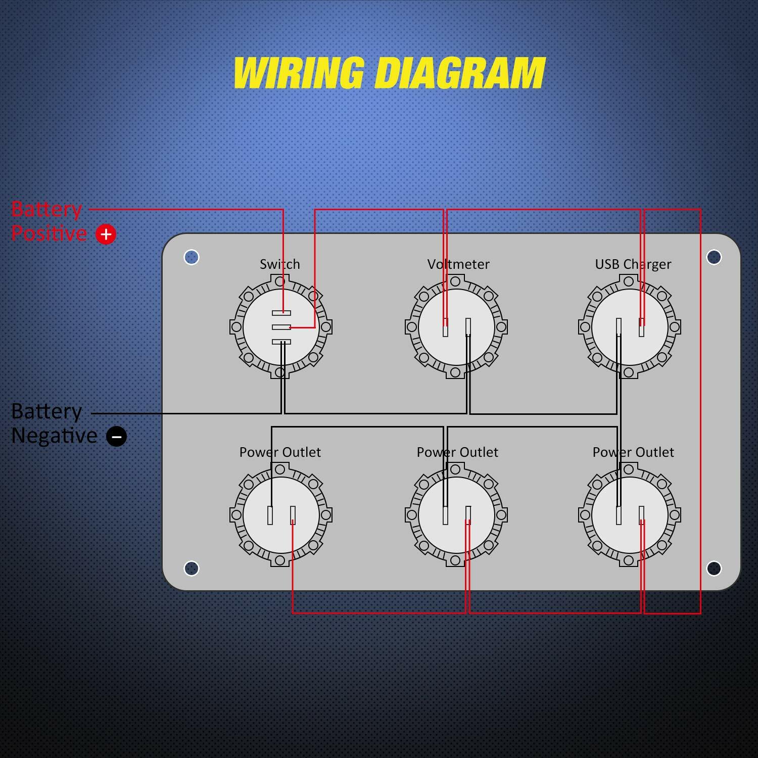Nilight Cigarette Socket Panel Lighter Adapter w/ Dual USB Charger LED Voltmeter