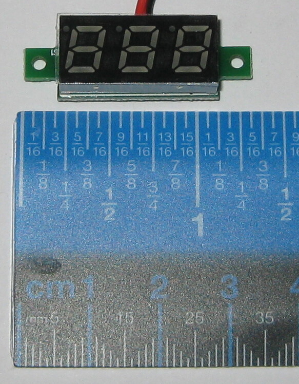 Self Powered DC Panel Mount Mini Voltmeter - 2.5 to 30 VDC Meter - Red .28" Digi