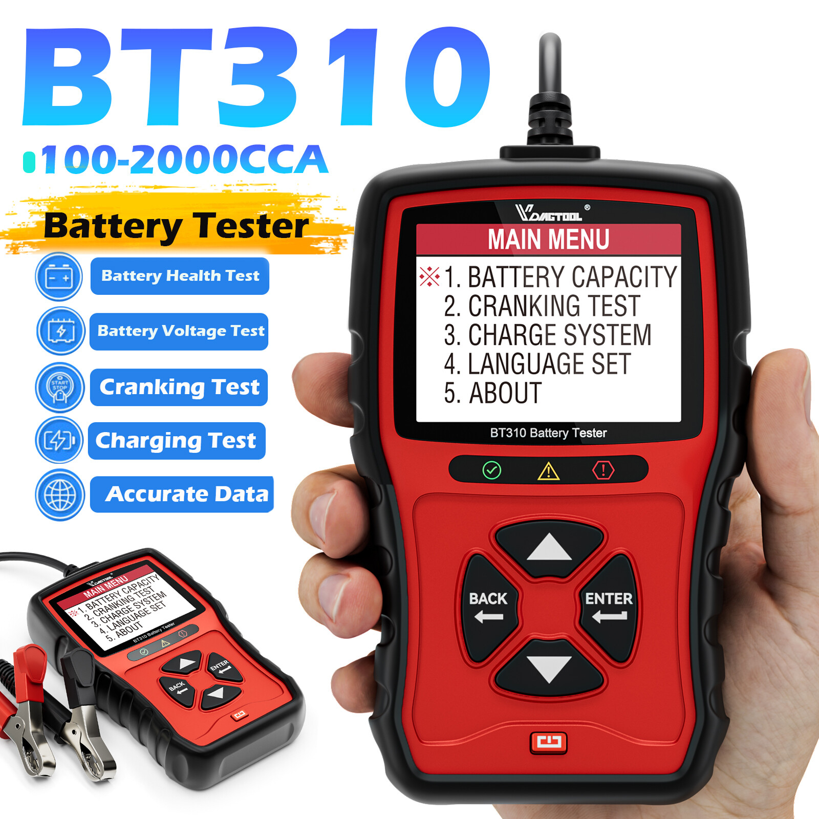 Battery Load Tester Battery Analyzer 12V 24V Car Truck Mechanics Repair BT310