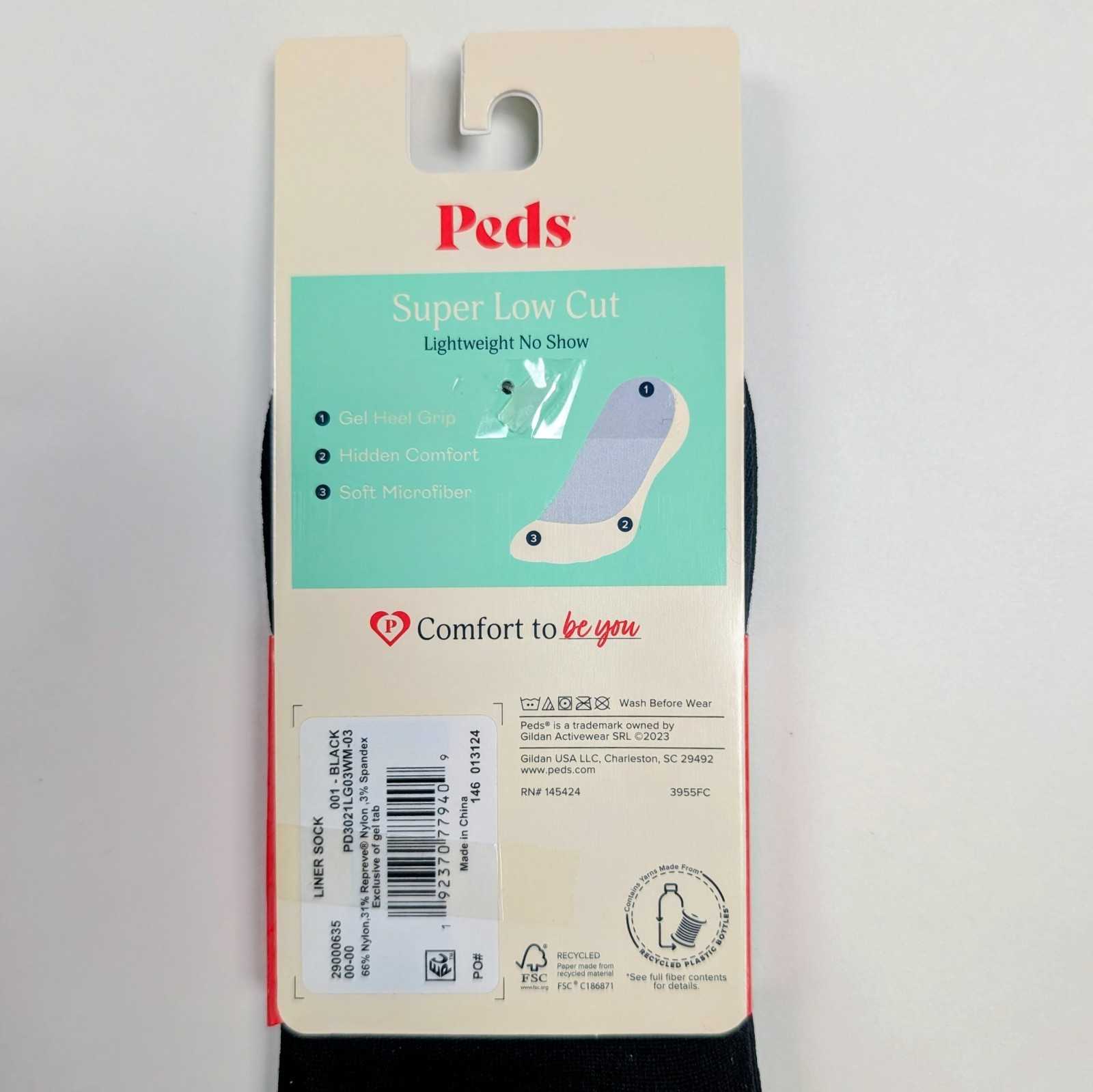 PEDS Super Low Cut Liner No-Show Socks Size 8-12 Black 6 pair