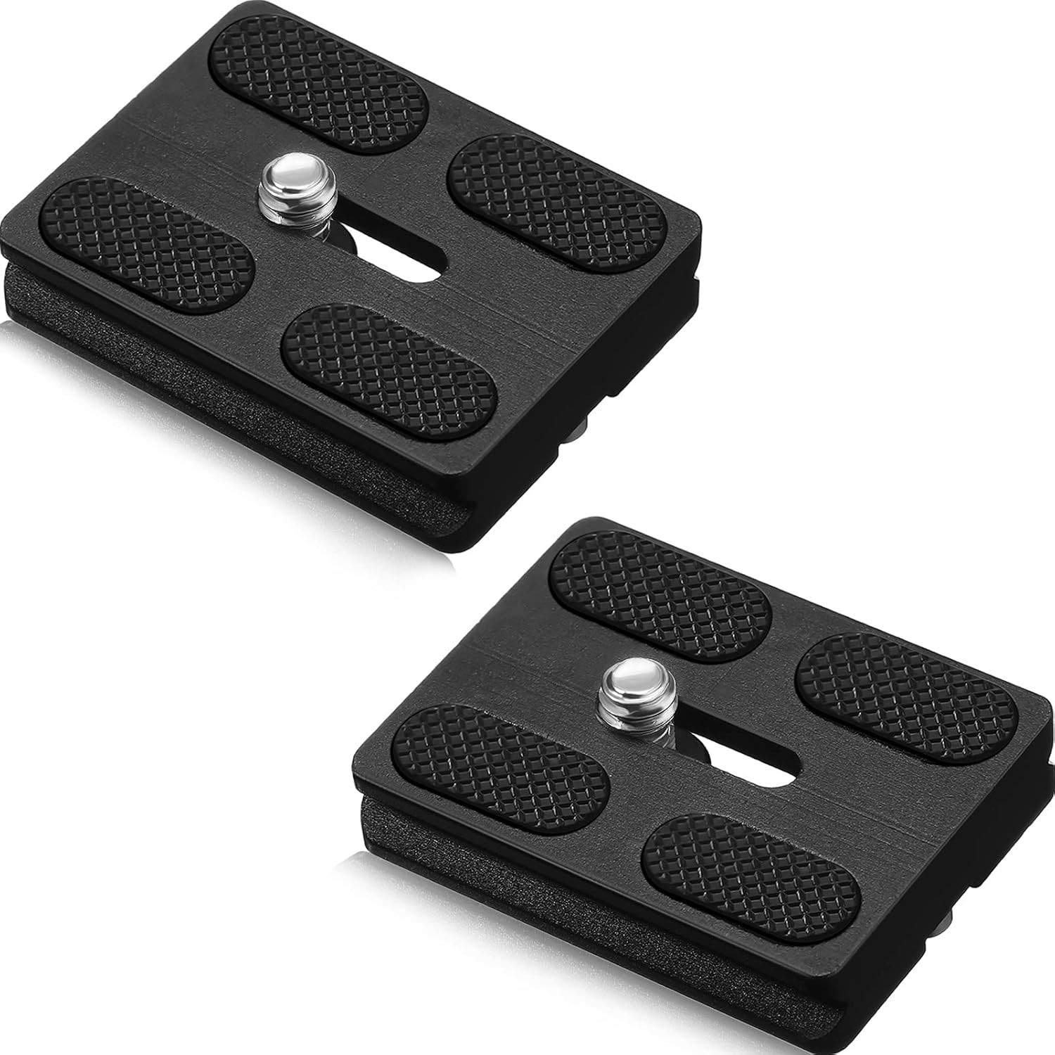 2-Pack Aluminum Quick Release Plates for DSLR Tripods - 1/4''-20 Compatibility