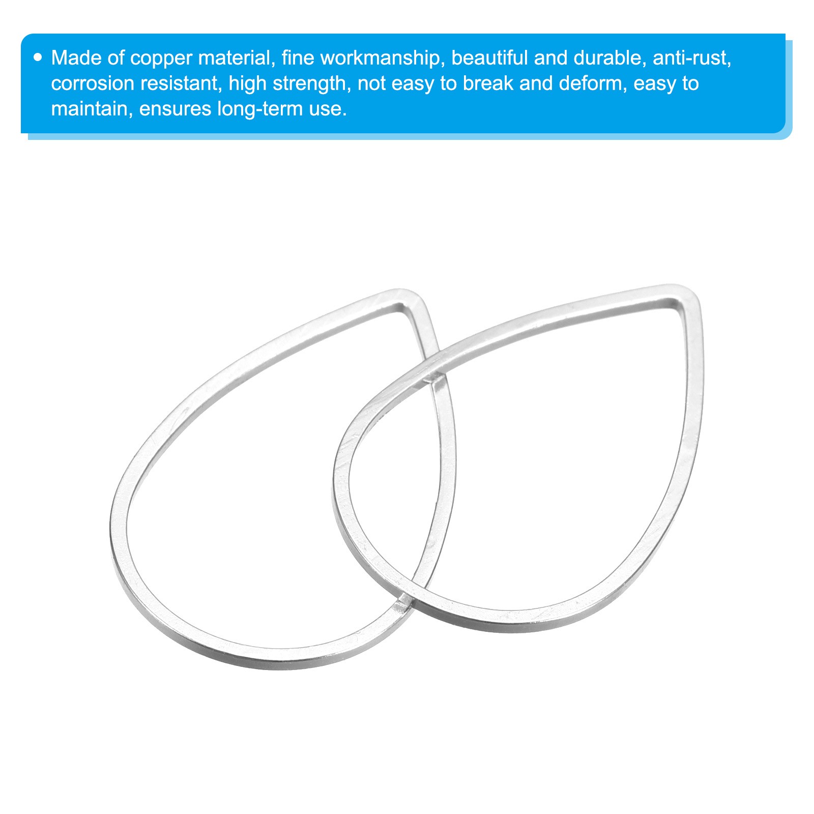 30pcs Earrings Beading Hoop 0.9"x0.6" Teardrop Finding Ring Silver