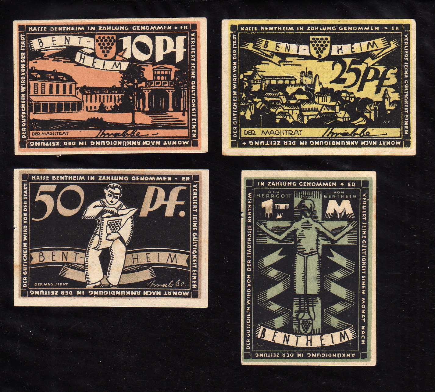 BENHEIM - GERMANY NOTGELD -   10, 25, 50 PFENNIG, 1 MARK