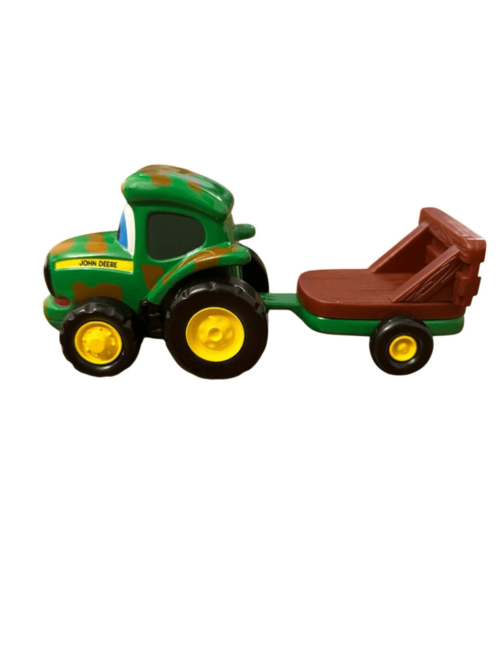 John Deere by ERTL Diecast Green & Brown Metal Tractor with Cart Animated Eyes