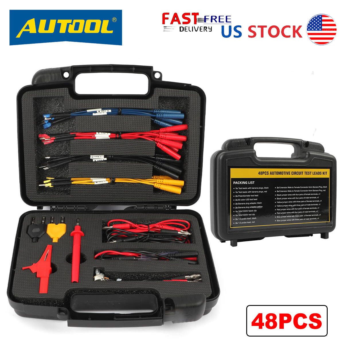 48pcs Multimeter Terminal Test Leads Kit Probe Wire Auto Circuit Diagnostic Tool