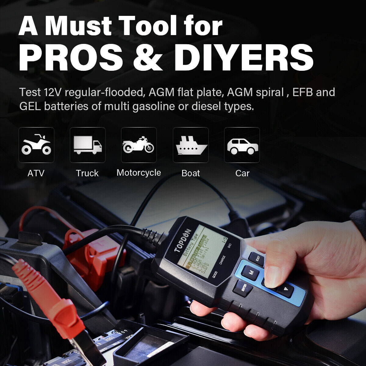BT100: TOPDON 12V Battery Tester & Analyzer
