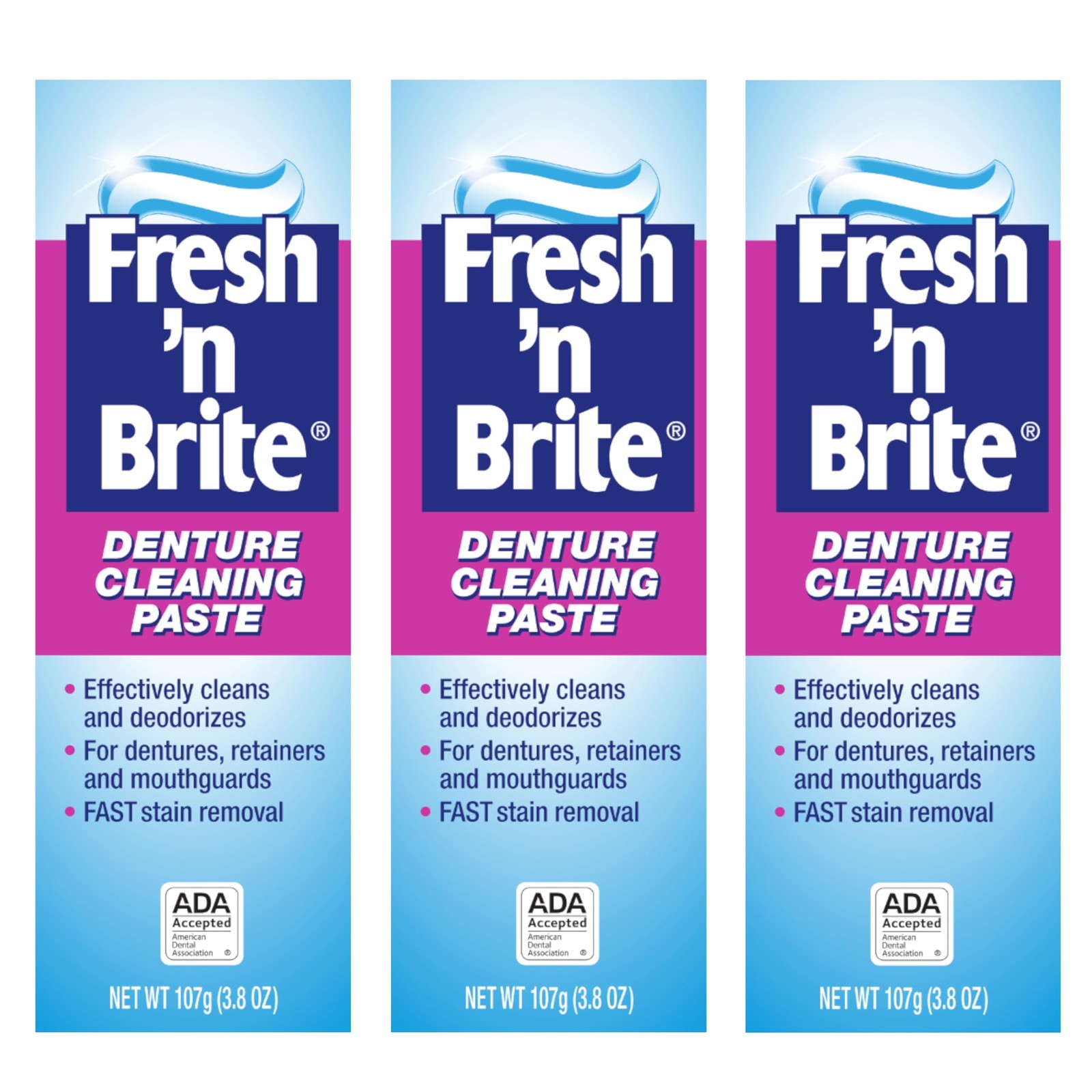 Fresh 'n Brite Denture Cleaning Paste, 3.8 Ounce (Pack of 3)