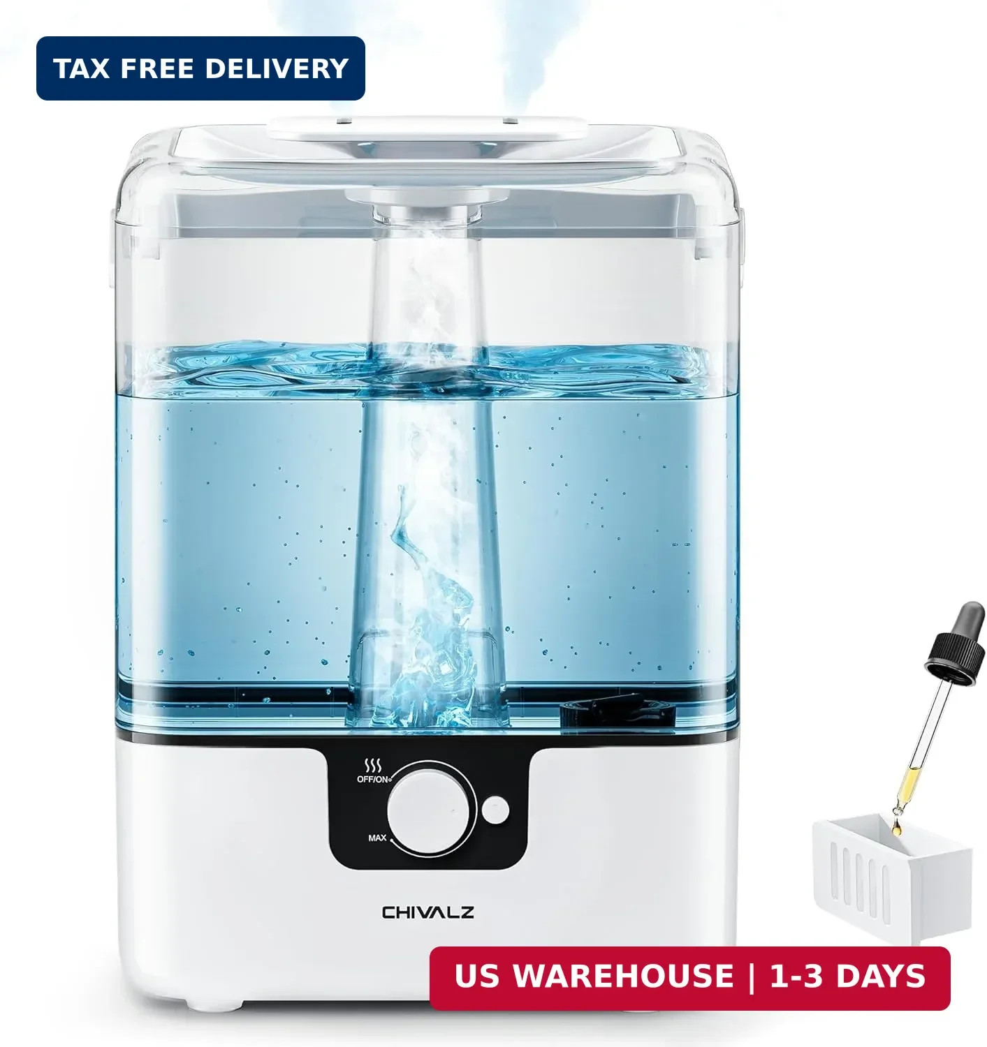 CHIVALZ Humidifiers for Bedroom Large Room, 6L Cool Mist Top Fill Humidifier wit