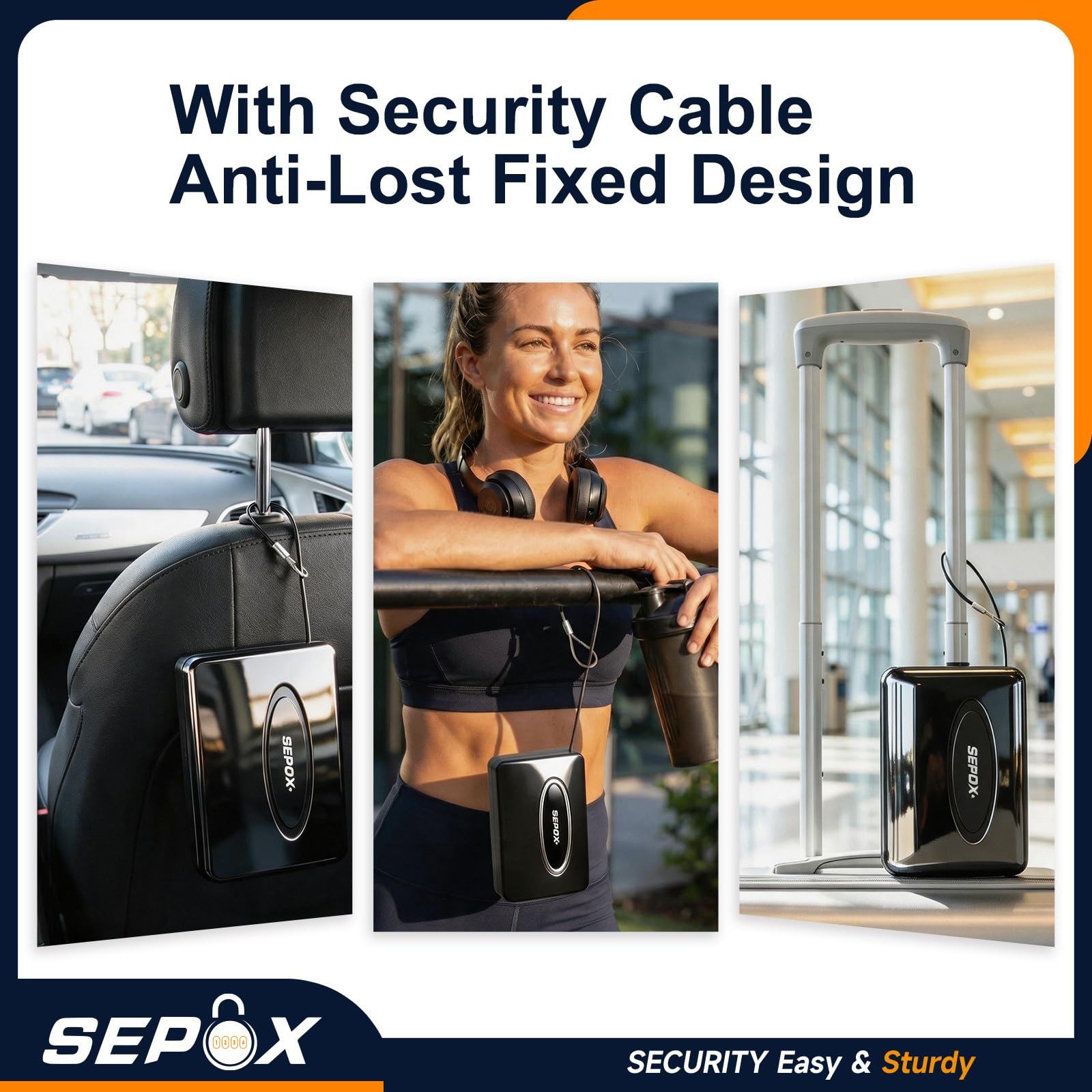 SEPOX® Water/Fire-Resistant Portable Security Case Lock Box 1pcs, Black