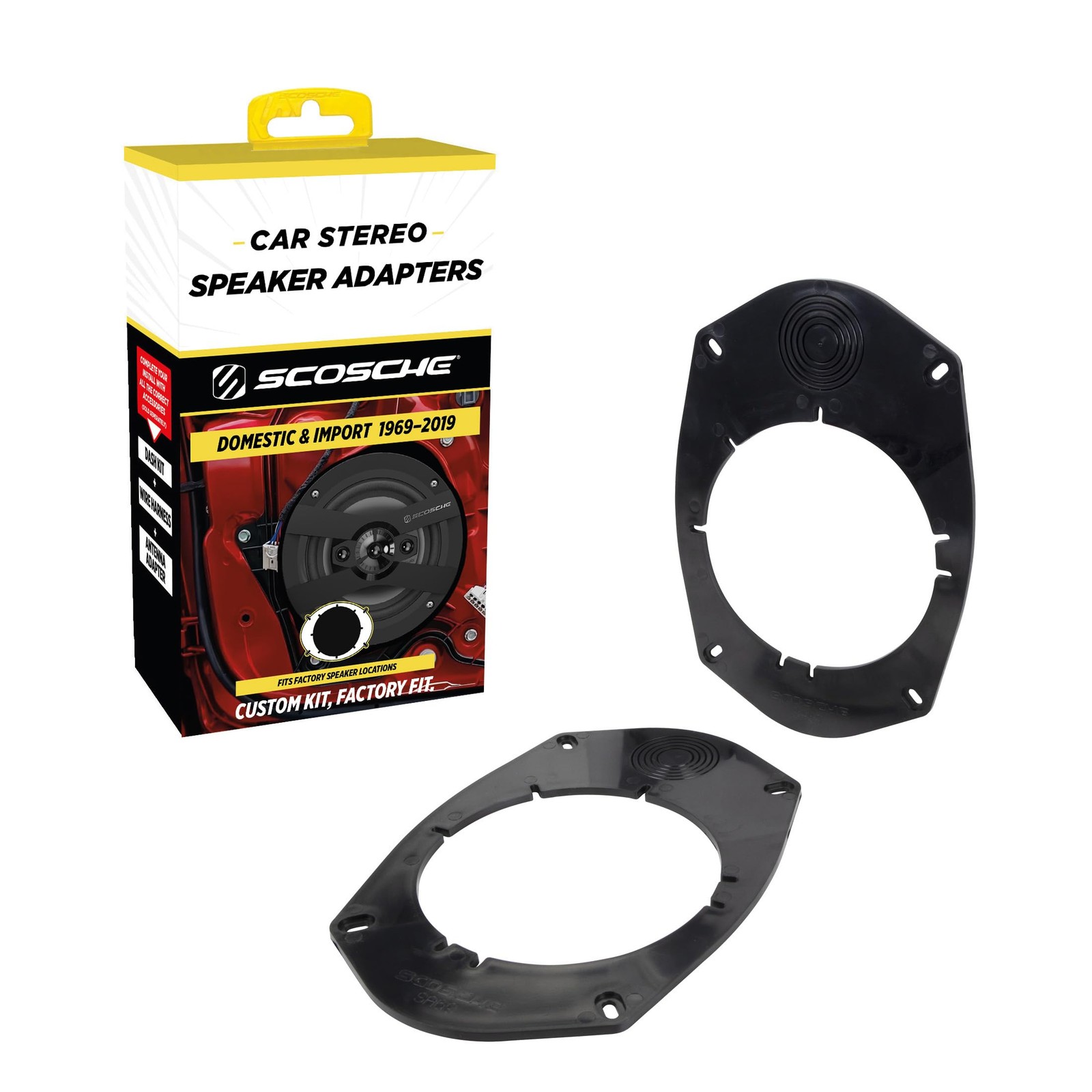Scosche SA69 6X9" to 5.25”-6.5” Speaker Adapters Compatible with Select black