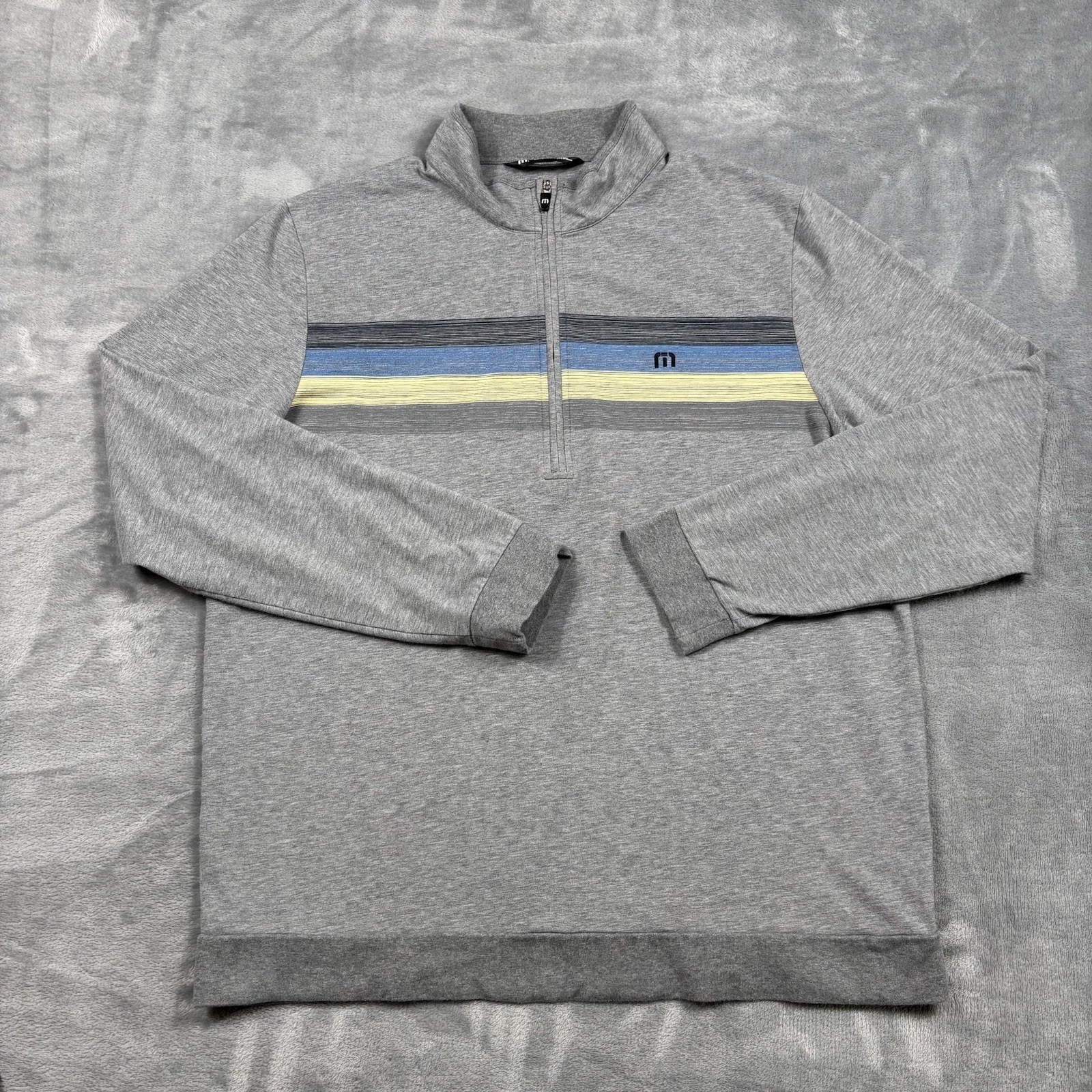 Travis Mathew Men's 1/4 Zip Cotton Stretch Blend Pullover Jacket Gray Large