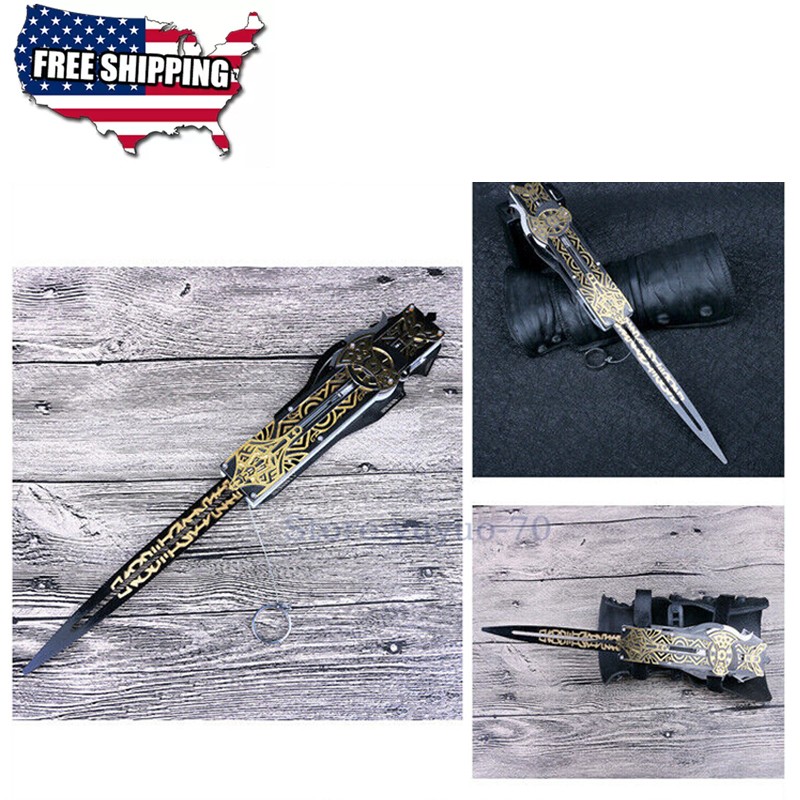 Assassin's Creed Hidden Blade Sleeve Sword Wire Control Ejectable Real Shot Gift