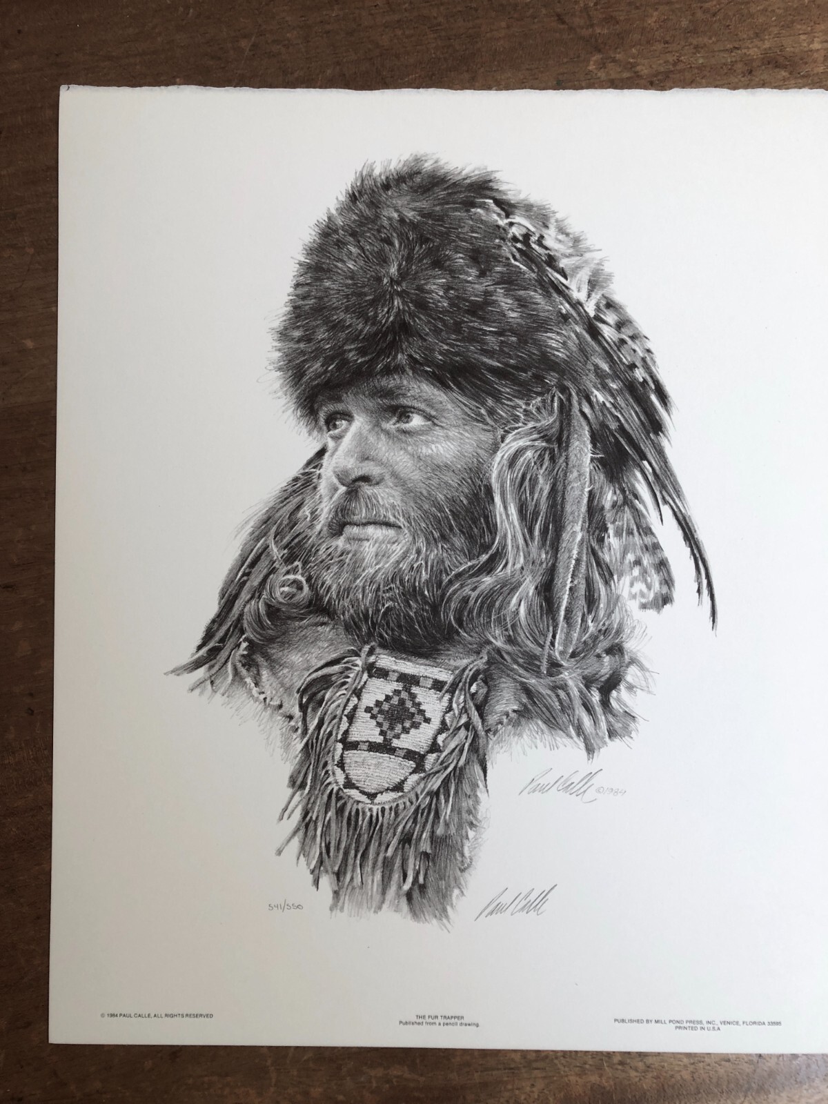 PAUL CALLE MOUNTAIN MAN "THE FUR TRAPPER" LIMITED EDITION SIGNED PRINT, MINT