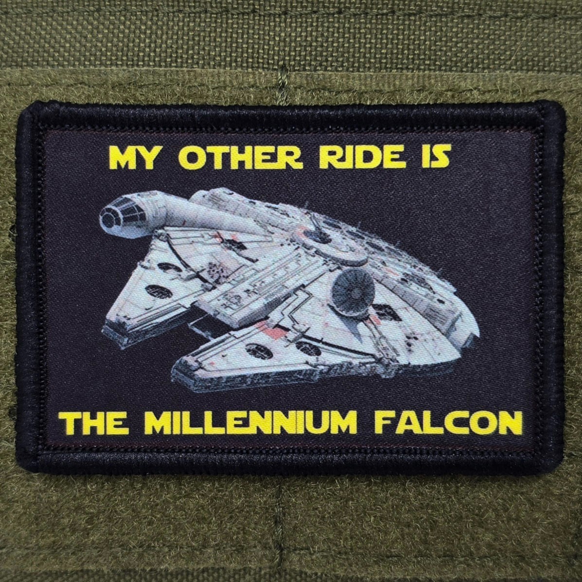 Millennium Falcon Patch Moral Tactical Jedi USA Hook & Loop 3x2