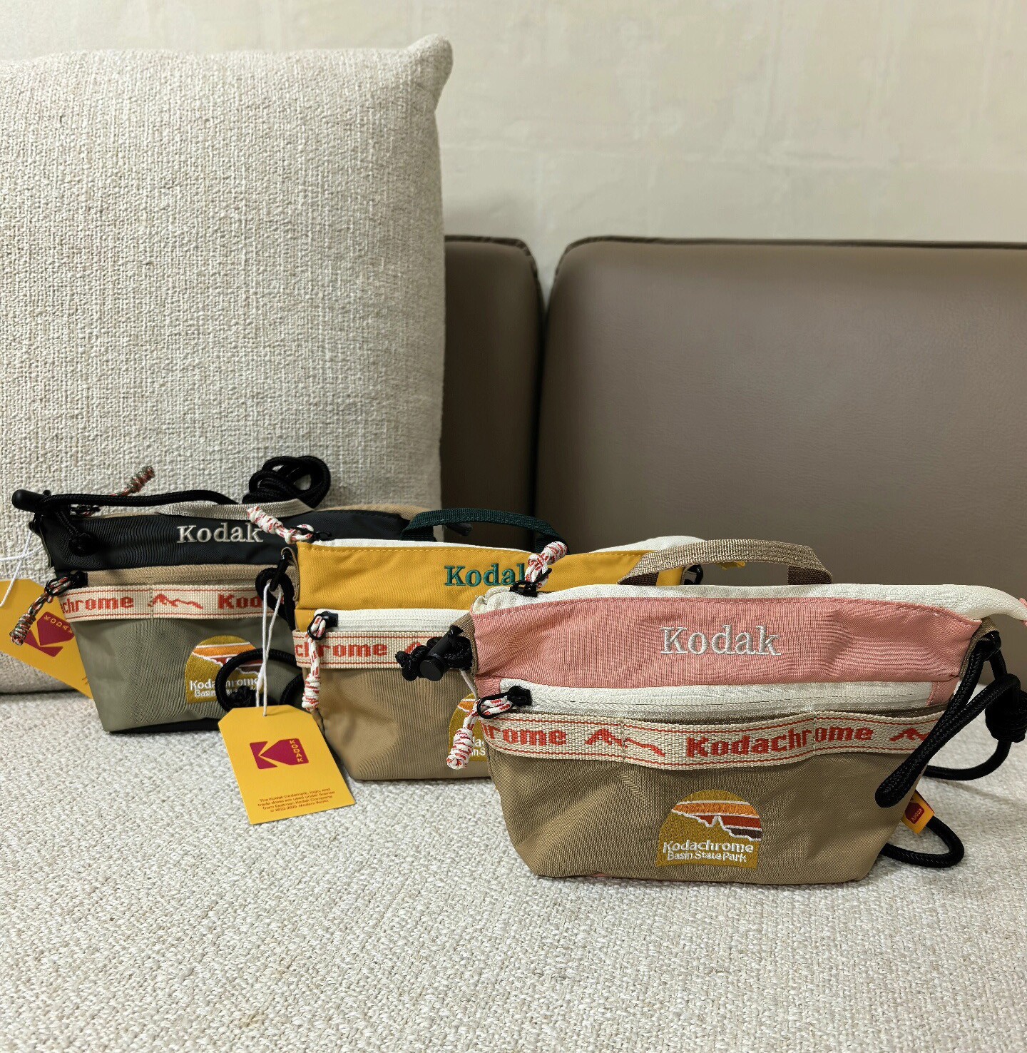 Kodak Limited Edition Nylon Waterproof Crossbody Bag Pink/Khaki Green/Yellow Hot