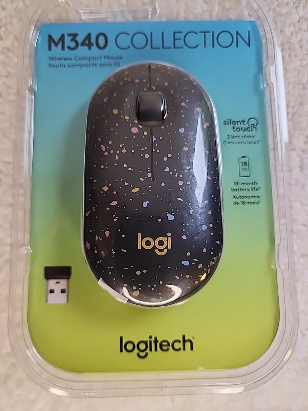 NIB LOGITECH WIRELESS MOUSE LIMITED EDITION AMBIDEXTROUS SILENT CLICKS M340 B33