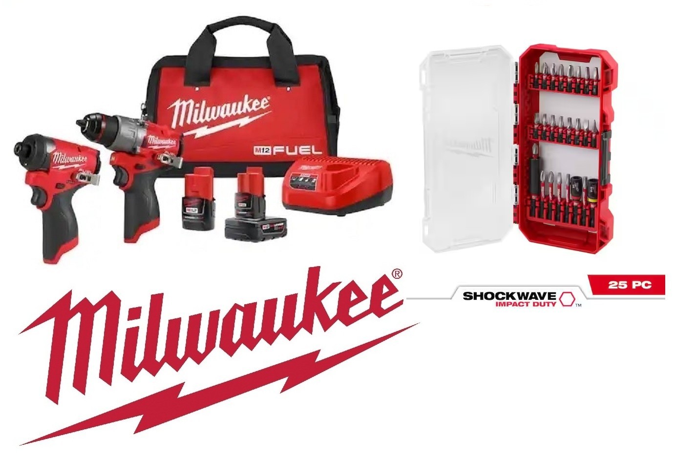 Milwaukee M12 FUEL Hammer Drill/Impact Driver Set 3497-22 & Drive Set