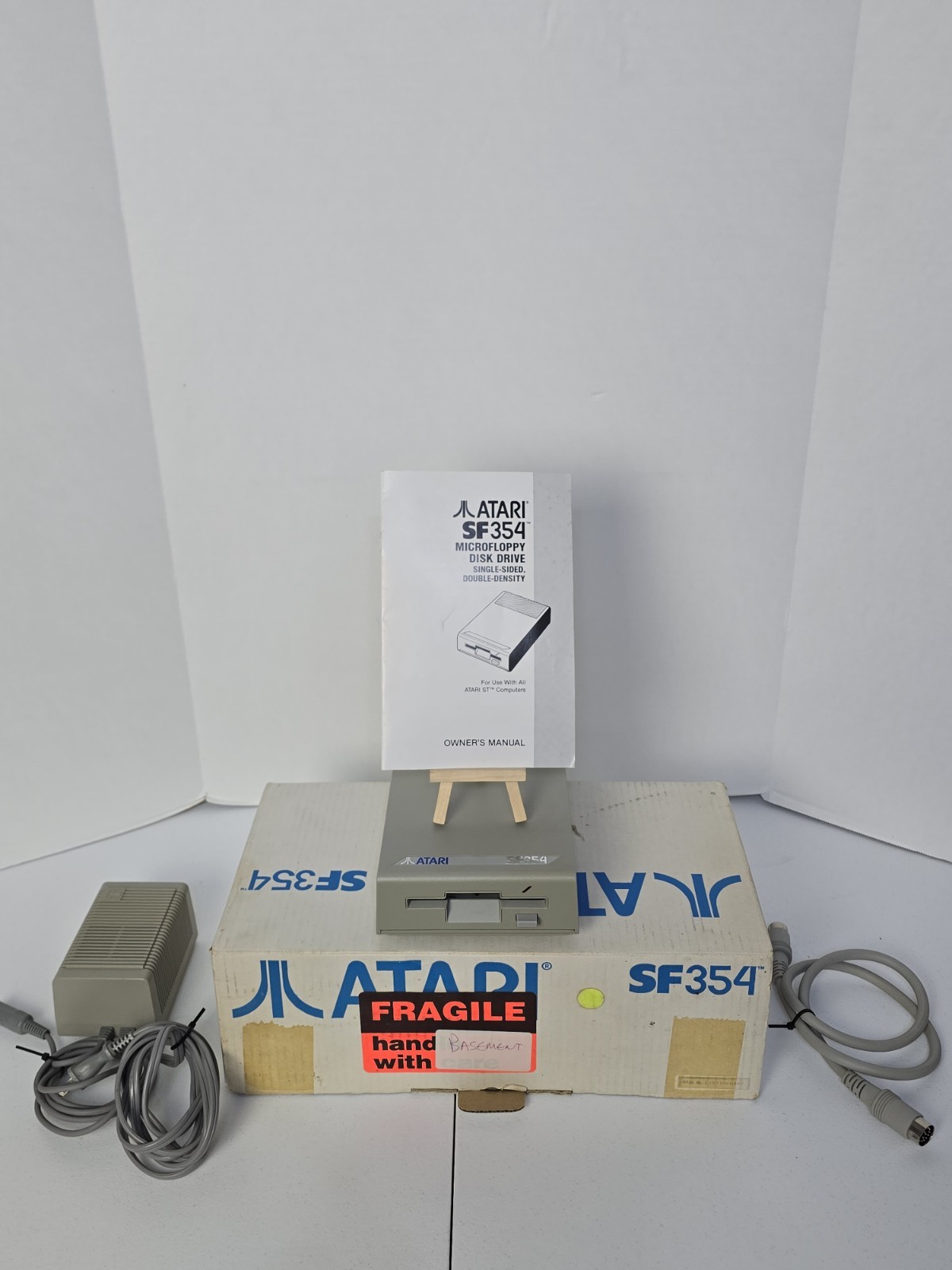 Atari SF354 External 3.5" Floppy Drive CIB w/ Manual, Power Supply & Cable WORKS