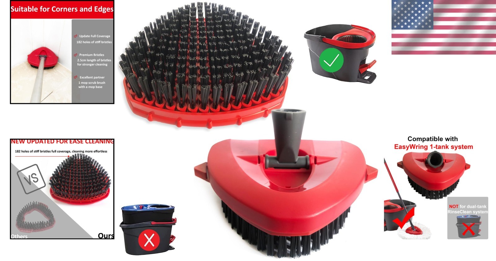 Dual Replacement Spin Mop Scrub Heads - Efficient Deep Cleaning for All Surfaces