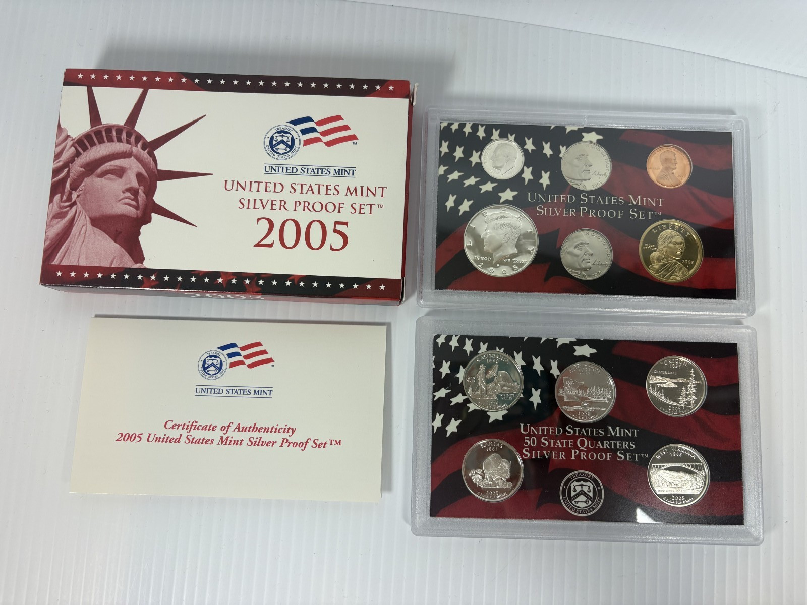 2005 United States Mint SILVER Proof Set - W/Box & COA - 10 coins