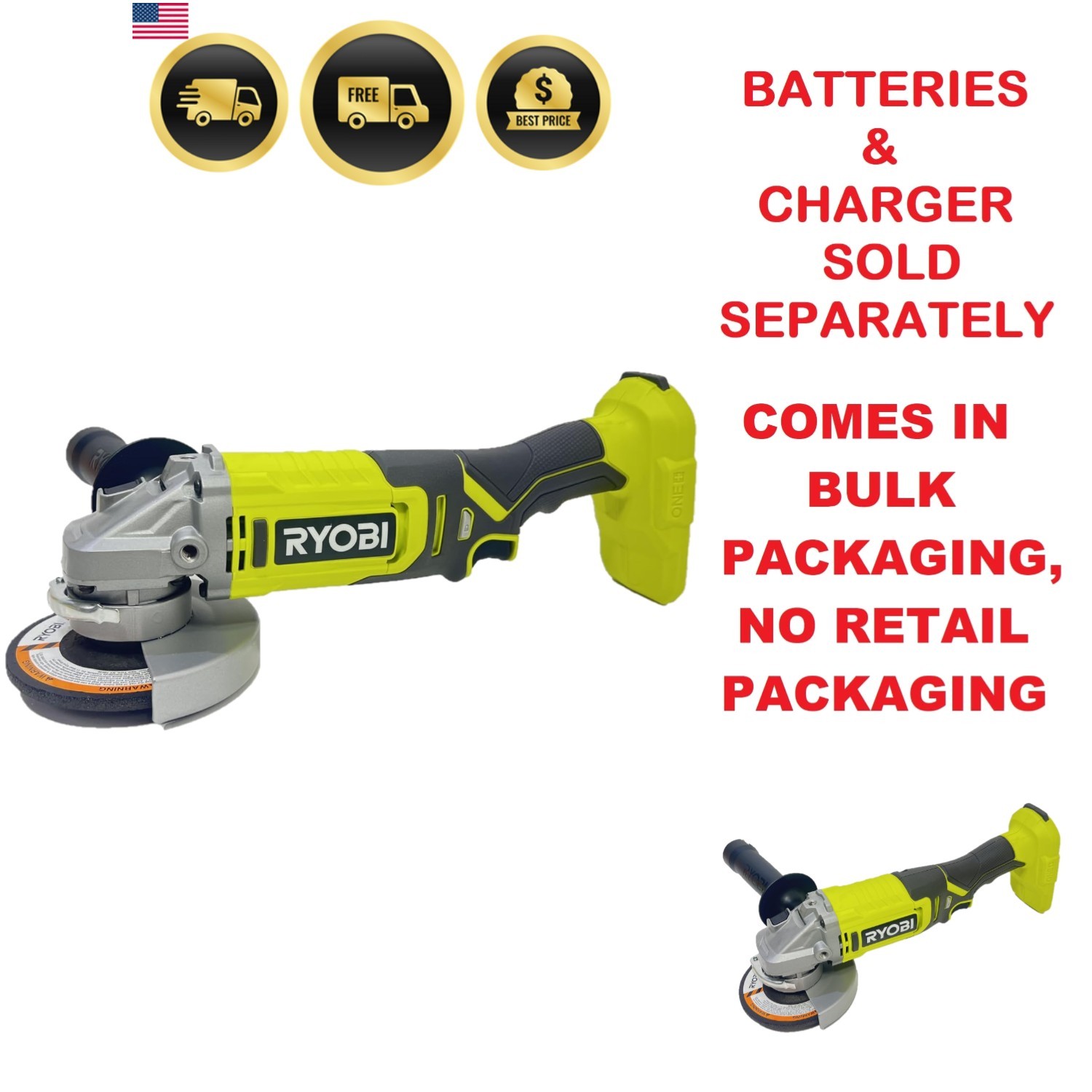 ONE+ 18V Cordless 4-1/2 in. Angle Grinder Tool Only